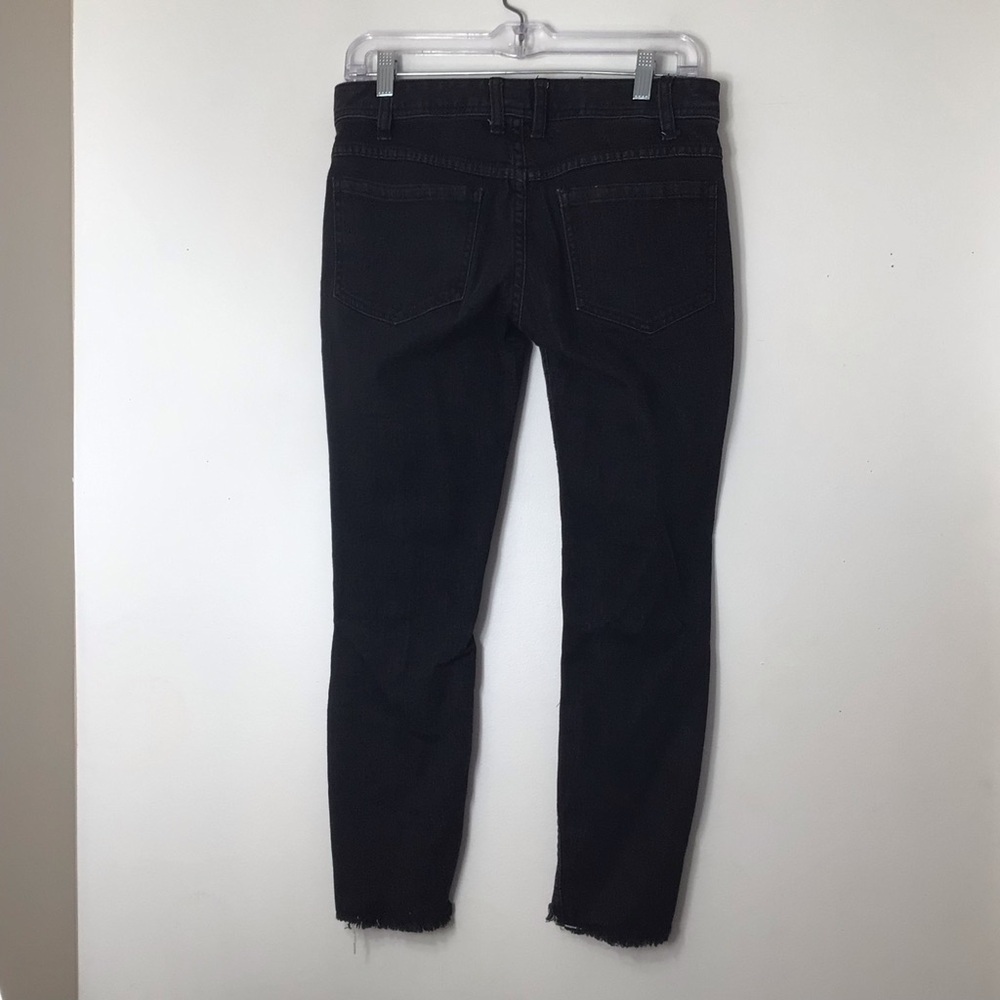 Free people jeans women 27 black raw hem distressed